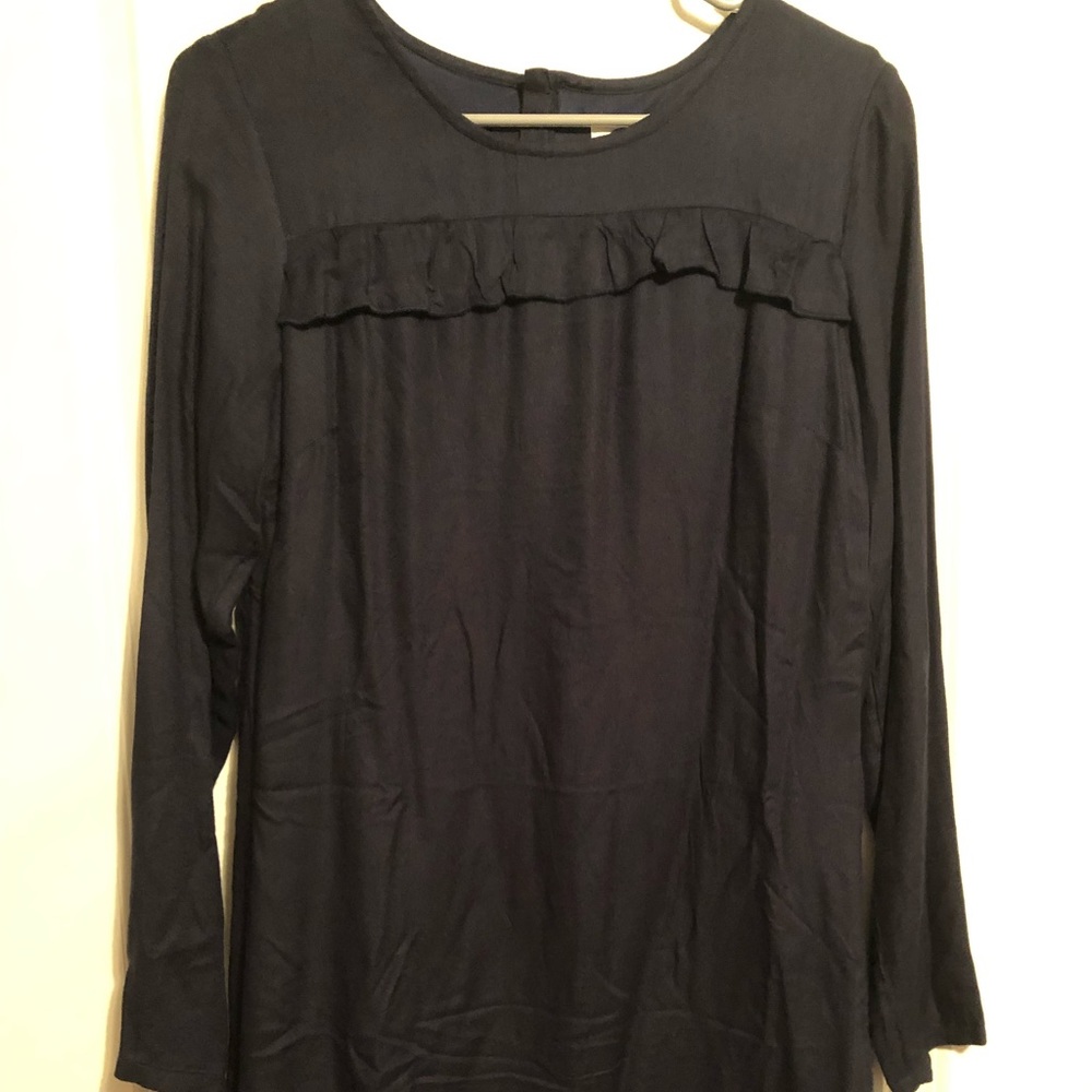 Navy Blue Ruffle Dress - Picture 2 of 3